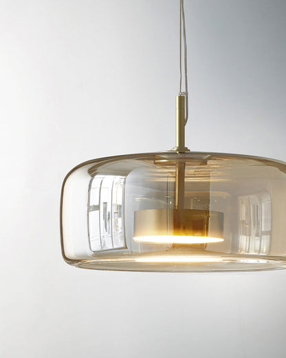 Hanglamp Geblazen Glas Amber Goud Rond Verstelbaar Eettafel Woonkamer Modern