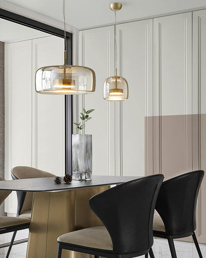 Hanglamp Geblazen Glas Amber Goud Rond Verstelbaar Eettafel Woonkamer Modern