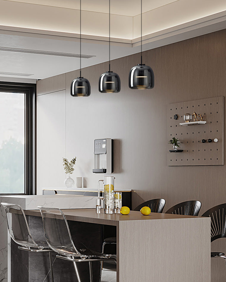 Hanglamp Geblazen Glas Amber Goud Rond Verstelbaar Eettafel Woonkamer Modern
