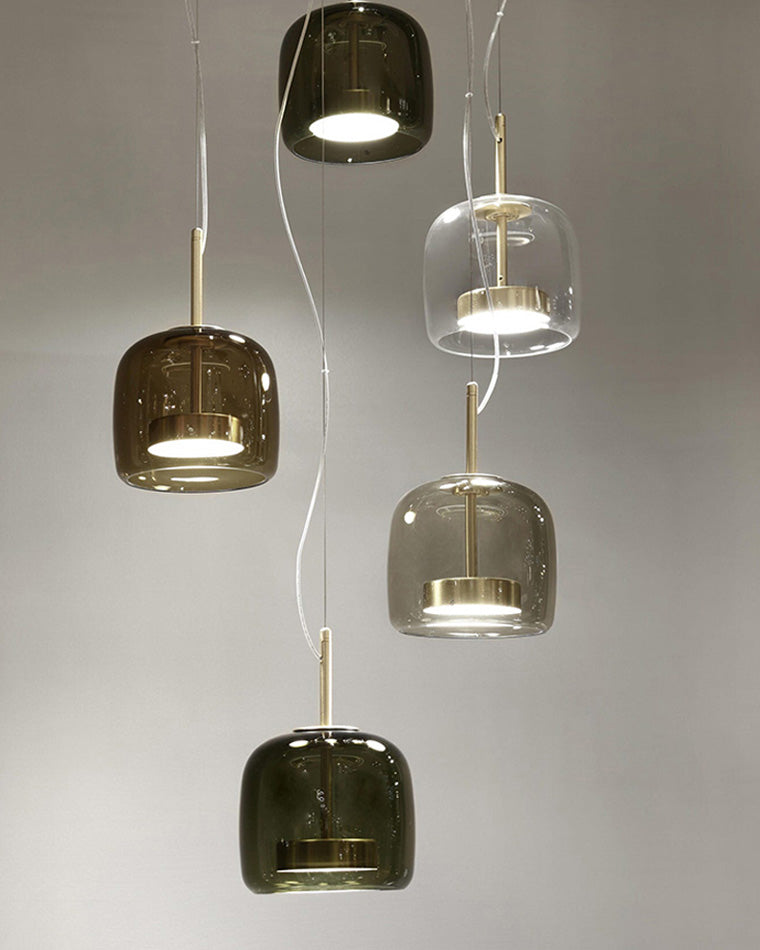 Hanglamp Geblazen Glas Amber Goud Rond Verstelbaar Eettafel Woonkamer Modern