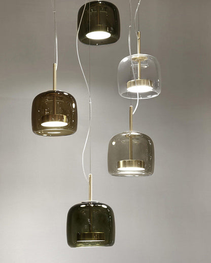 Hanglamp Geblazen Glas Amber Goud Rond Verstelbaar Eettafel Woonkamer Modern