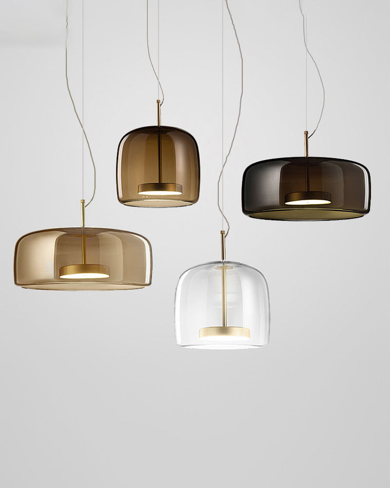 Hanglamp Geblazen Glas Amber Goud Rond Verstelbaar Eettafel Woonkamer Modern