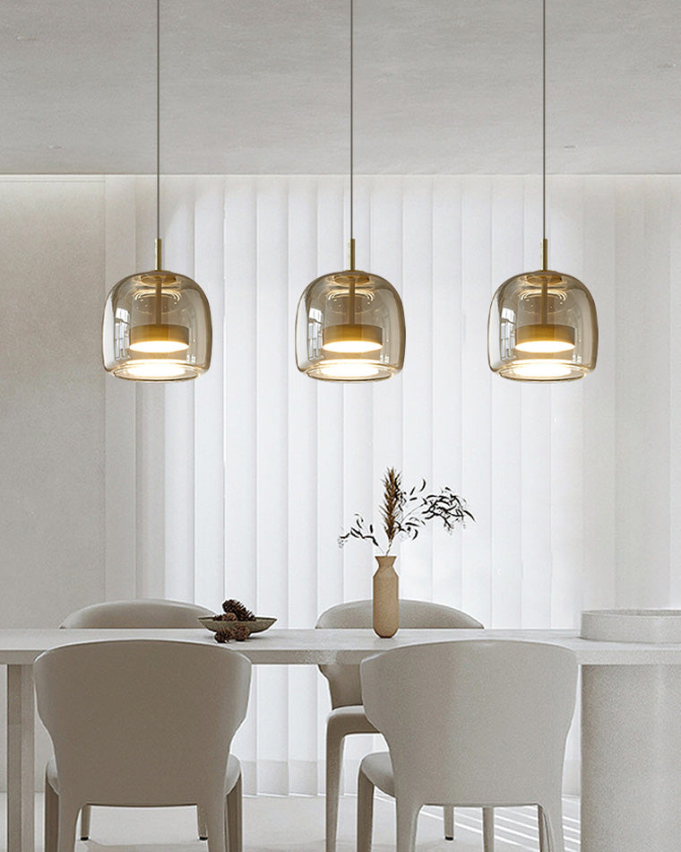 Hanglamp Geblazen Glas Amber Goud Rond Verstelbaar Eettafel Woonkamer Modern