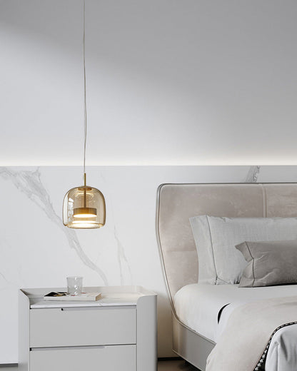 Hanglamp Geblazen Glas Amber Goud Rond Verstelbaar Eettafel Woonkamer Modern