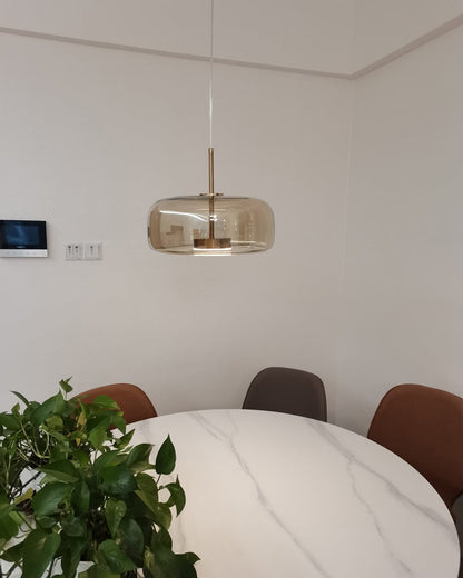 Hanglamp Geblazen Glas Amber Goud Rond Verstelbaar Eettafel Woonkamer Modern