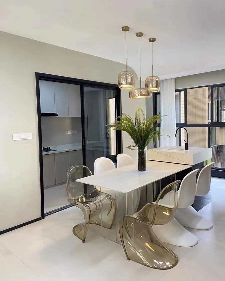 Hanglamp Geblazen Glas Amber Goud Rond Verstelbaar Eettafel Woonkamer Modern