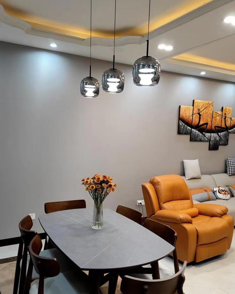 Hanglamp Geblazen Glas Amber Goud Rond Verstelbaar Eettafel Woonkamer Modern