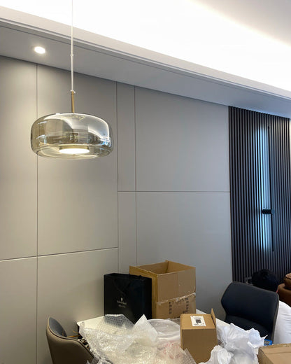 Hanglamp Geblazen Glas Amber Goud Rond Verstelbaar Eettafel Woonkamer Modern