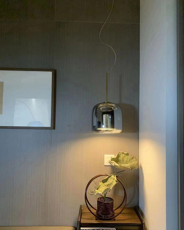 Hanglamp Geblazen Glas Amber Goud Rond Verstelbaar Eettafel Woonkamer Modern