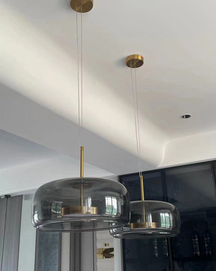 Hanglamp Geblazen Glas Amber Goud Rond Verstelbaar Eettafel Woonkamer Modern