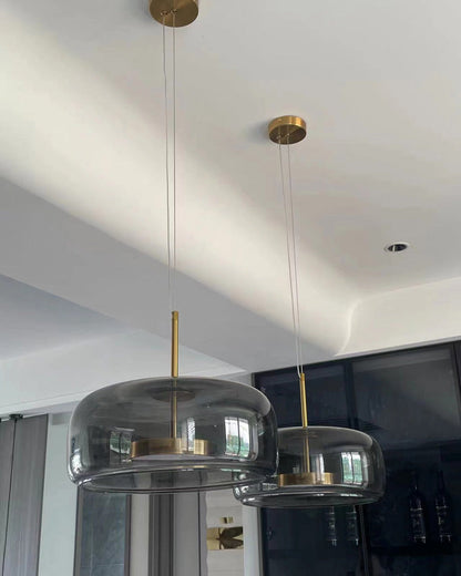 Hanglamp Geblazen Glas Amber Goud Rond Verstelbaar Eettafel Woonkamer Modern