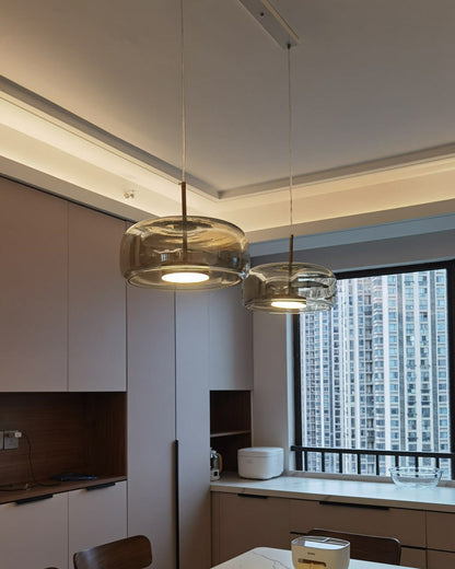 Hanglamp Geblazen Glas Amber Goud Rond Verstelbaar Eettafel Woonkamer Modern