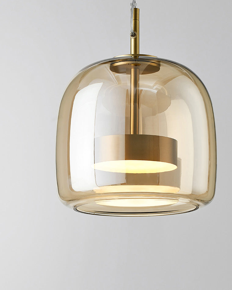 Hanglamp Geblazen Glas Amber Goud Rond Verstelbaar Eettafel Woonkamer Modern