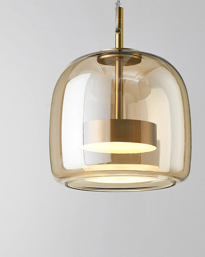 Hanglamp Geblazen Glas Amber Goud Rond Verstelbaar Eettafel Woonkamer Modern