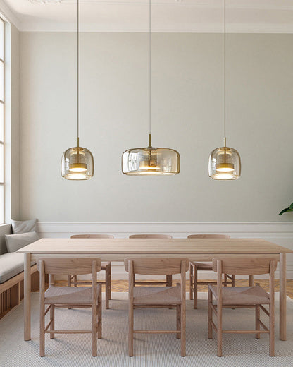 Hanglamp Geblazen Glas Amber Goud Rond Verstelbaar Eettafel Woonkamer Modern