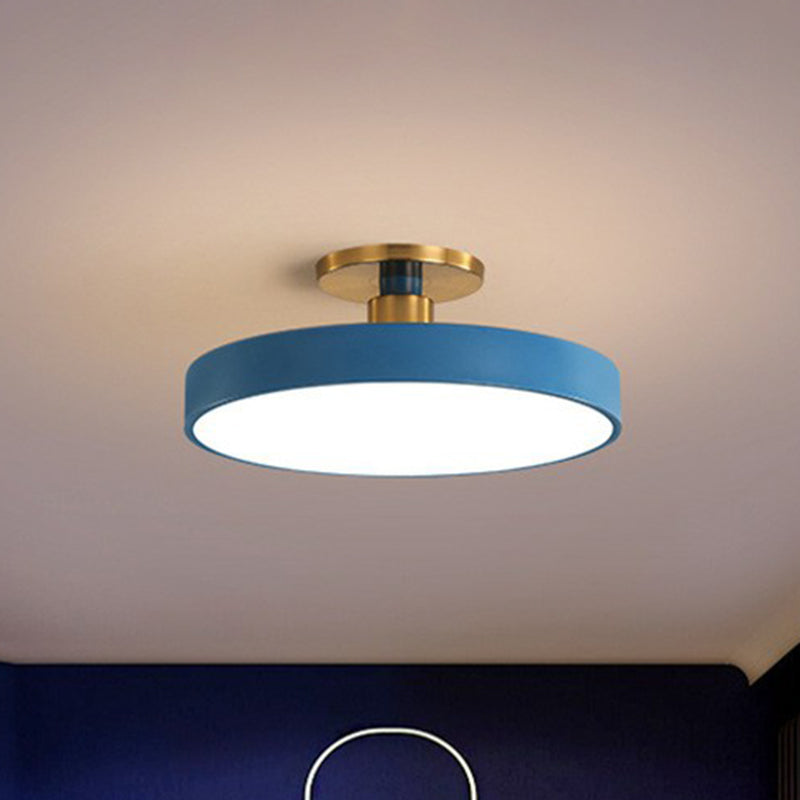 Ronde Plafondlamp Nordic Acryl LED Slaapkamer Semi Flush Plafondverlichting Moderne Scandinavische Stijl Plafondlamp Blauw Wit Geel Grijs Roze Zwart