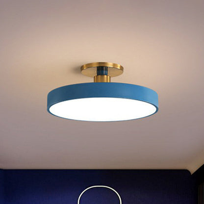 Ronde Plafondlamp Nordic Acryl LED Slaapkamer Semi Flush Plafondverlichting Moderne Scandinavische Stijl Plafondlamp Blauw Wit Geel Grijs Roze Zwart