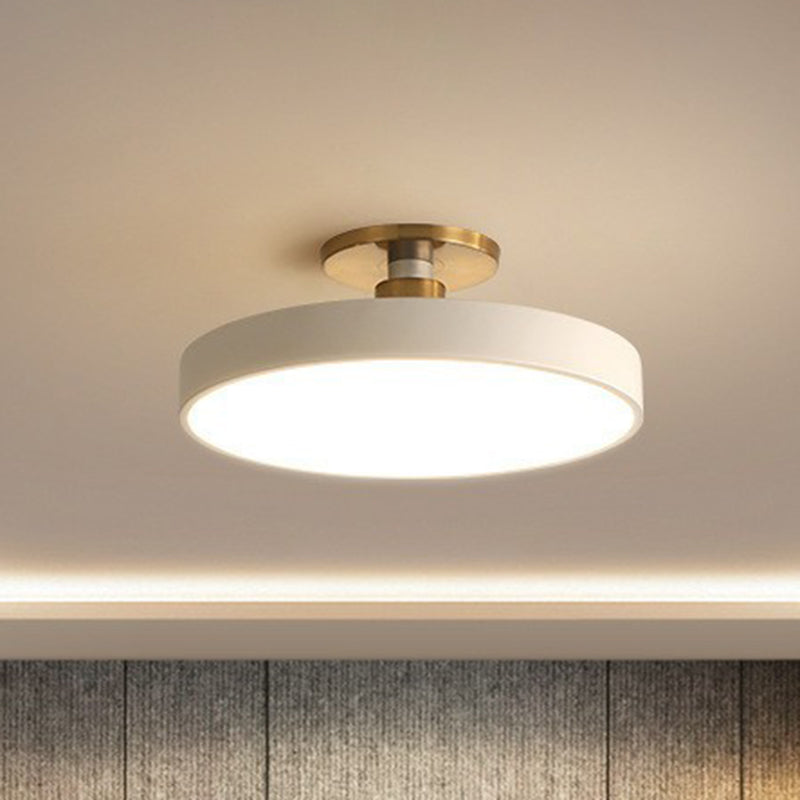 Ronde Plafondlamp Nordic Acryl LED Slaapkamer Semi Flush Plafondverlichting Moderne Scandinavische Stijl Plafondlamp Blauw Wit Geel Grijs Roze Zwart
