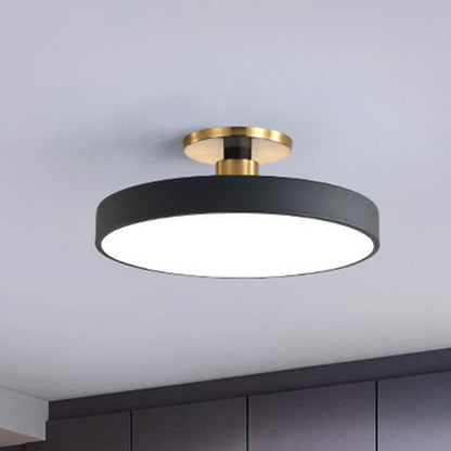 Ronde Plafondlamp Nordic Acryl LED Slaapkamer Semi Flush Plafondverlichting Moderne Scandinavische Stijl Plafondlamp Blauw Wit Geel Grijs Roze Zwart