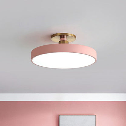 Ronde Plafondlamp Nordic Acryl LED Slaapkamer Semi Flush Plafondverlichting Moderne Scandinavische Stijl Plafondlamp Blauw Wit Geel Grijs Roze Zwart