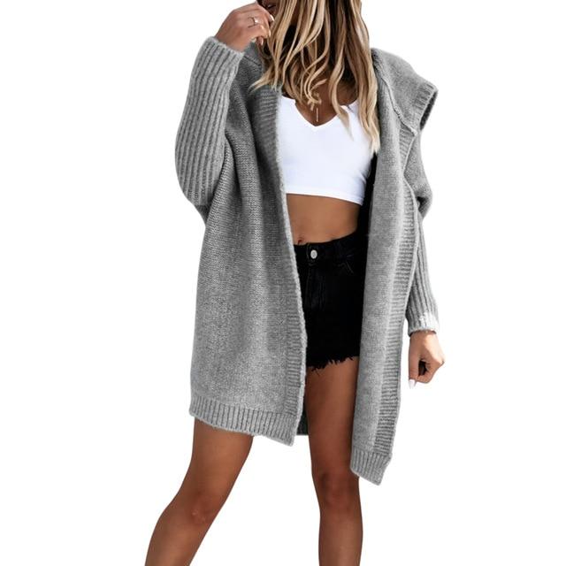 Dames Vest Capuchon Zacht Warm Gebreid