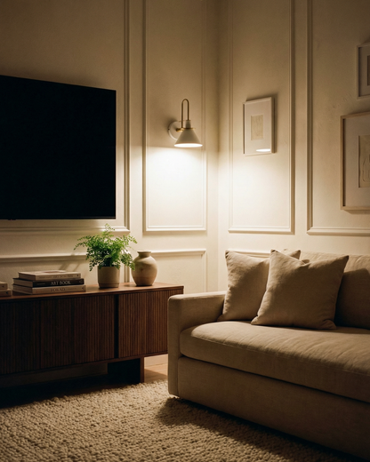 Moderne wandlamp van travertin en hout met warm wit licht – minimalistische design muurlamp voor woonkamer en slaapkamer