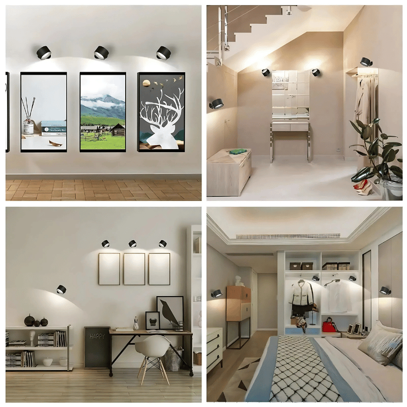 LED Wandlamp Draadloos met Accu en 360° Draaifunctie | Compact Design voor Woonkamer, Slaapkamer, Leeshoek, Hal | Instelbare Kleurtemperatuur Warmwit Neutraalwit Koudwit | Oplaadbare Verlichting 2000mAh