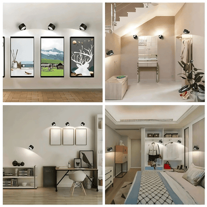 LED Wandlamp Draadloos met Accu en 360° Draaifunctie | Compact Design voor Woonkamer, Slaapkamer, Leeshoek, Hal | Instelbare Kleurtemperatuur Warmwit Neutraalwit Koudwit | Oplaadbare Verlichting 2000mAh
