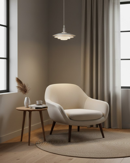 Gelaagde Metalen Hanglamp Zwart Wit Scandinavisch Design Eetkamer Woonkamer Modern Elegant Diffuus Licht Warm Sfeerlicht