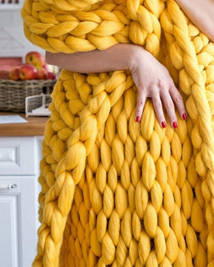 Handgebreid Chunky Plaid – Dik Gebreide Deken in Zachte Chenille voor Bank en Bed