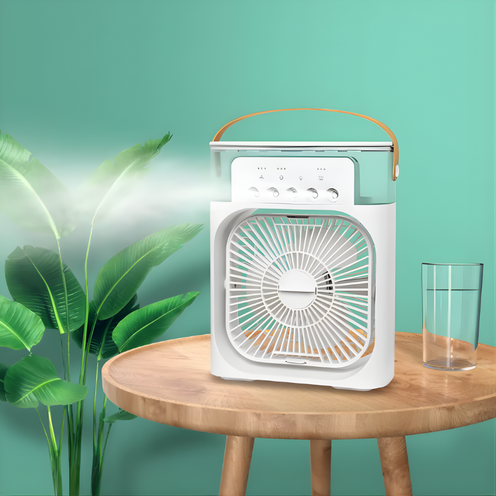 Draagbare Luchtkoeler met Luchtbevochtiger USB Tafelventilator 21,5 cm voor Thuis Kantoor Koeling Zomer
