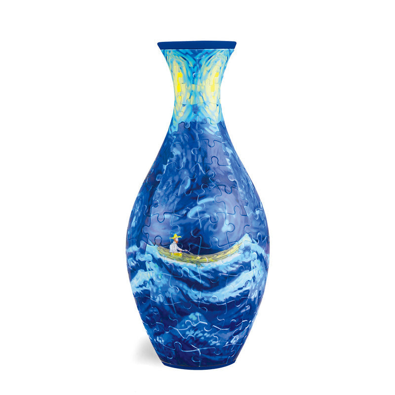 3D Puzzelvaas Zelfbouw – Creatief Decoratiestuk met 160 Puzzelstukjes – Unieke Vaas voor Bloemen – Doe-het-zelf Interieurobject – Inclusief Waterbeker en Standaard