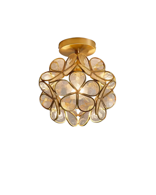 Moderne plafondlamp met bloemdesign in acryl en goudkleurig ijzer – luxe LED designlamp 20 cm