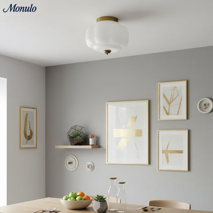 Retro Plafondlamp met Melkglazen Kap – Verfijnde Semi-Flush Mount Verlichting voor Moderne Interieurs
