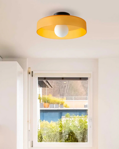Moderne ronde plafondlamp van glas en ijzer – minimalistische designlamp voor woonkamer en slaapkamer met warme lichtkleur