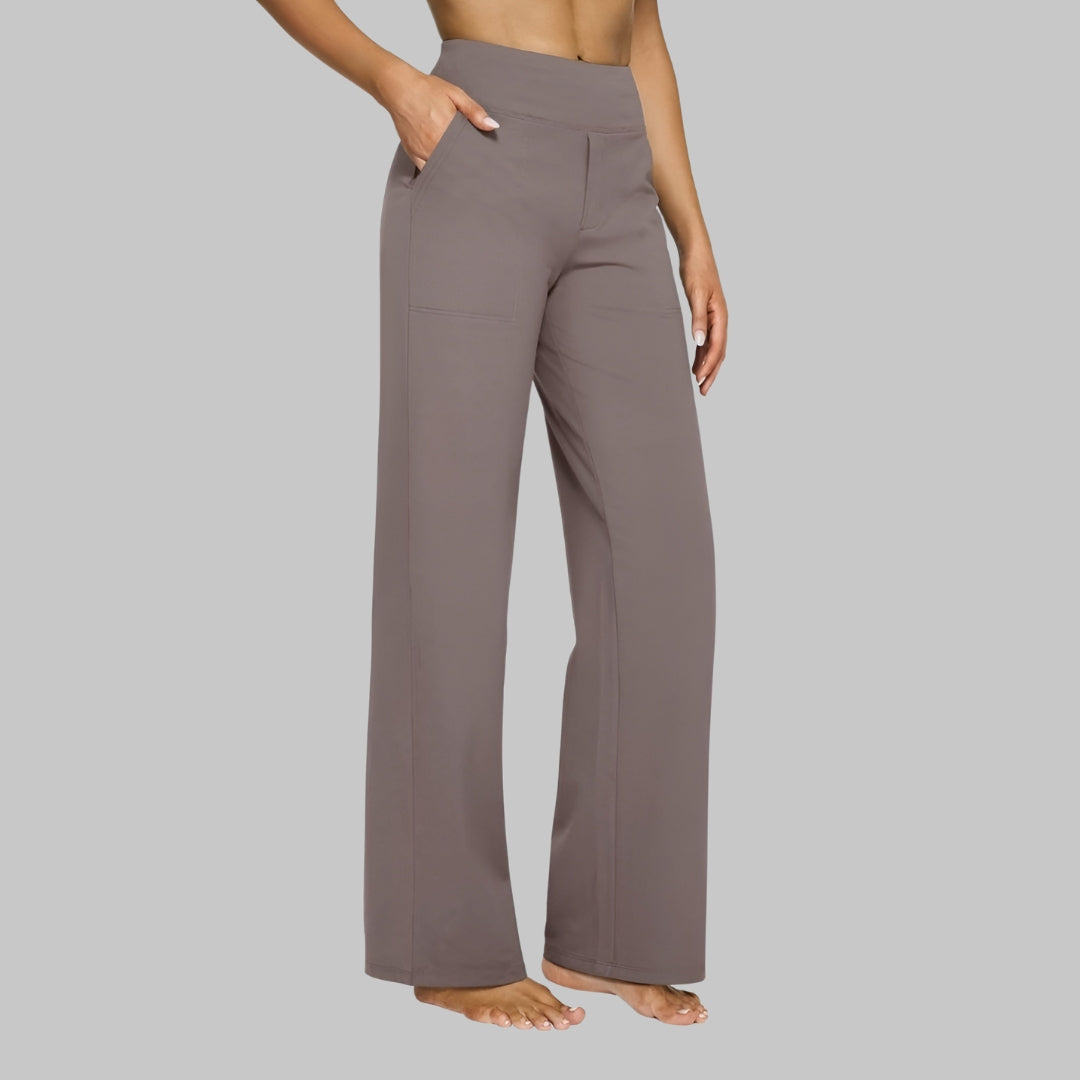 Dames Broek Hoge Taille Rechte Pijpen Met Zakken