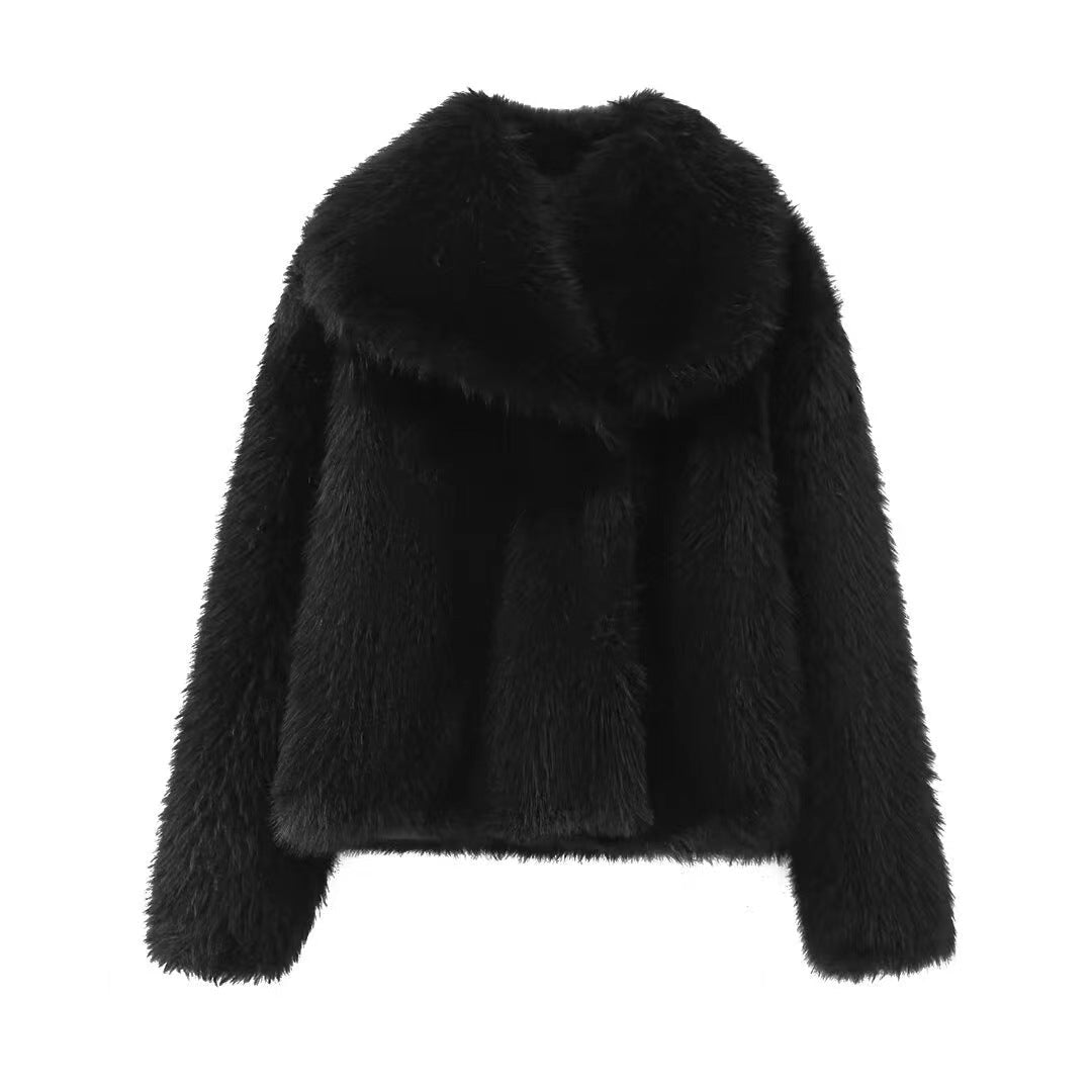 Dames Faux Fur Jas Kort Zacht Oversized