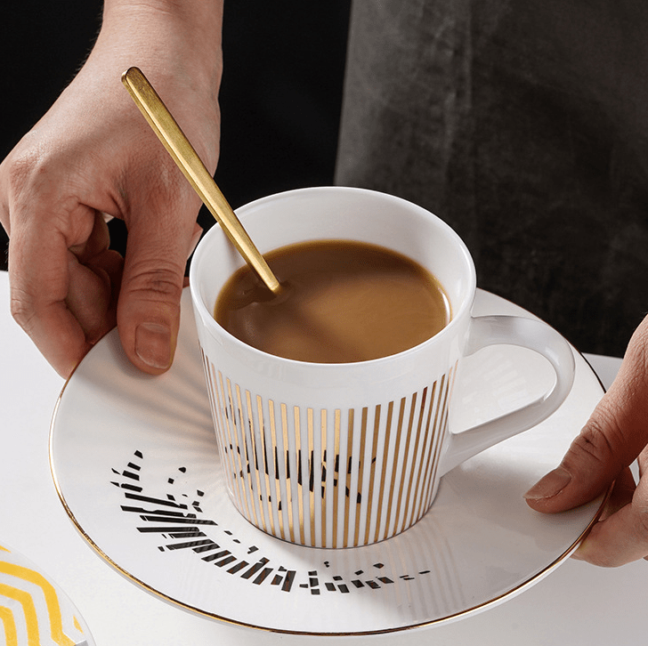 Koffiekop Met Spiegel Reflectie Schotel Keramiek Design Set