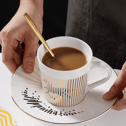 Koffiekop Met Spiegel Reflectie Schotel Keramiek Design Set