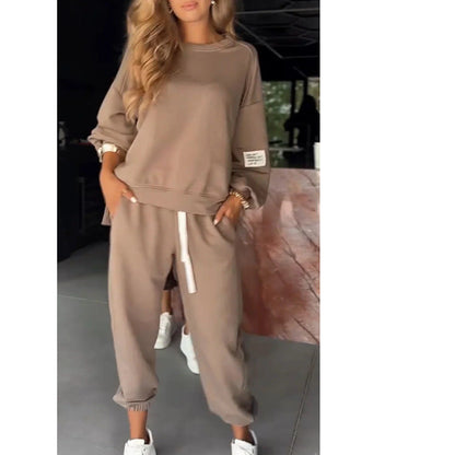 Dames Loungewear Set Zacht Jogger en Crewneck Voor Thuis