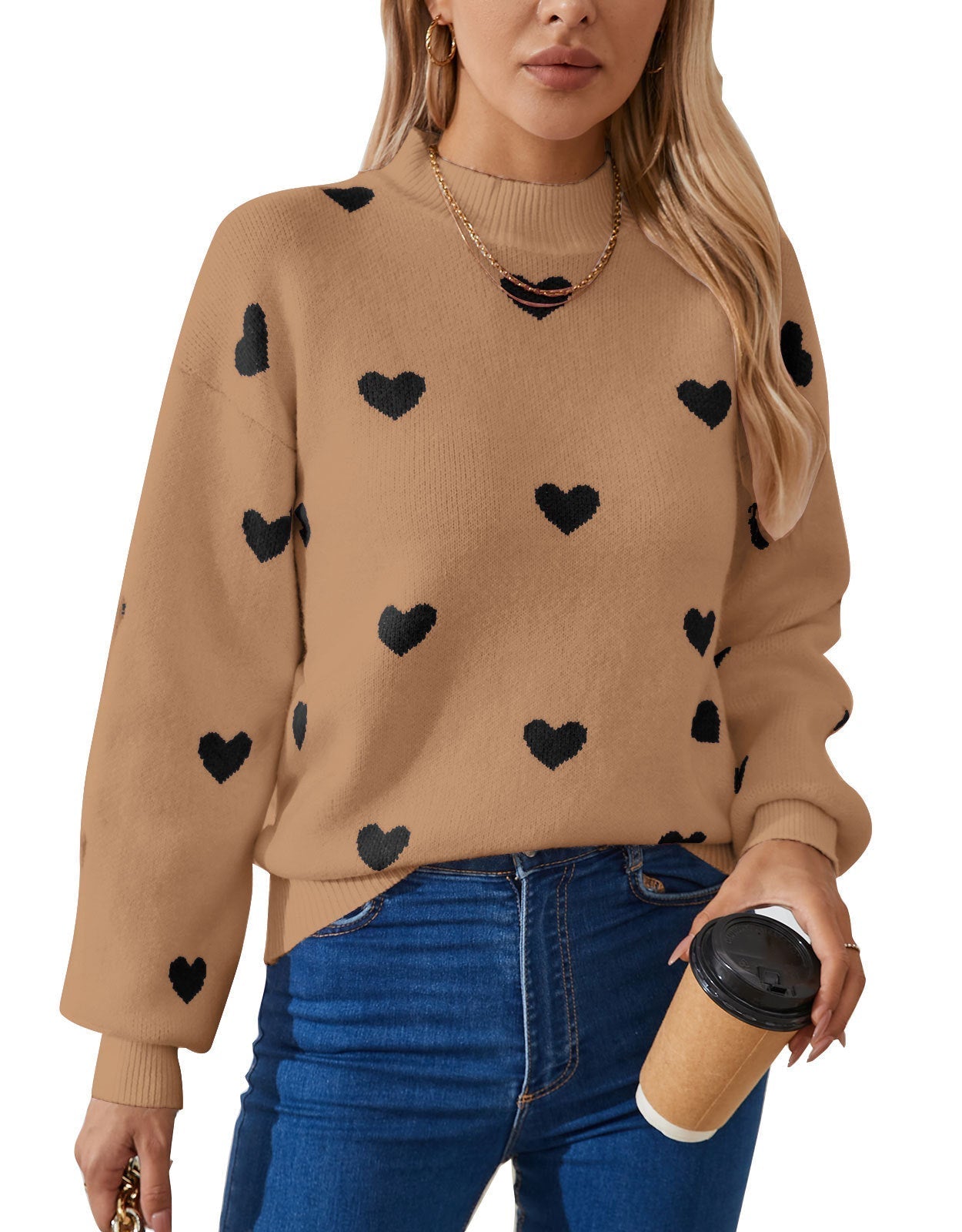 Dames Trui Zachte Hartjes Reggy Stijlvolle Look → Dames Trui met Hartjes Zachte Stof Reggy Stijl
