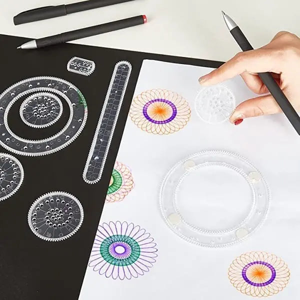 22-Delige Spirograaf Liniaalset voor Creatief Tekenen – Geometrische Patronen & Kaartenontwerp – ABS Kunststof Tekeninstrument voor Kinderen en Volwassenen