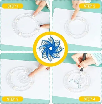 22-Delige Spirograaf Liniaalset voor Creatief Tekenen – Geometrische Patronen & Kaartenontwerp – ABS Kunststof Tekeninstrument voor Kinderen en Volwassenen