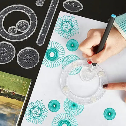 22-Delige Spirograaf Liniaalset voor Creatief Tekenen – Geometrische Patronen & Kaartenontwerp – ABS Kunststof Tekeninstrument voor Kinderen en Volwassenen