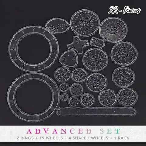 22-Delige Spirograaf Liniaalset voor Creatief Tekenen – Geometrische Patronen & Kaartenontwerp – ABS Kunststof Tekeninstrument voor Kinderen en Volwassenen