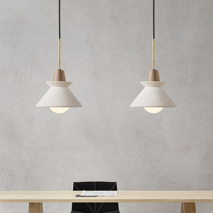 Betonnen Kom Hanglamp Wit Cementlook Eettafel Verlichting Minimalistisch Design Modern Interieur