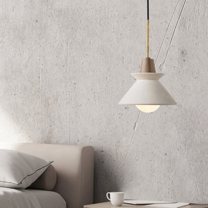 Betonnen Kom Hanglamp Wit Cementlook Eettafel Verlichting Minimalistisch Design Modern Interieur