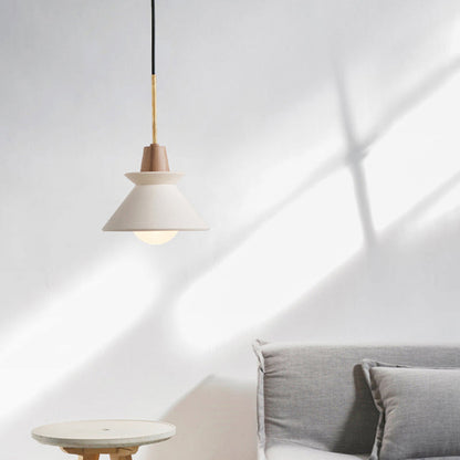 Betonnen Kom Hanglamp Wit Cementlook Eettafel Verlichting Minimalistisch Design Modern Interieur