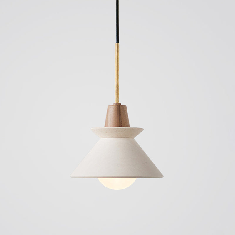 Betonnen Kom Hanglamp Wit Cementlook Eettafel Verlichting Minimalistisch Design Modern Interieur