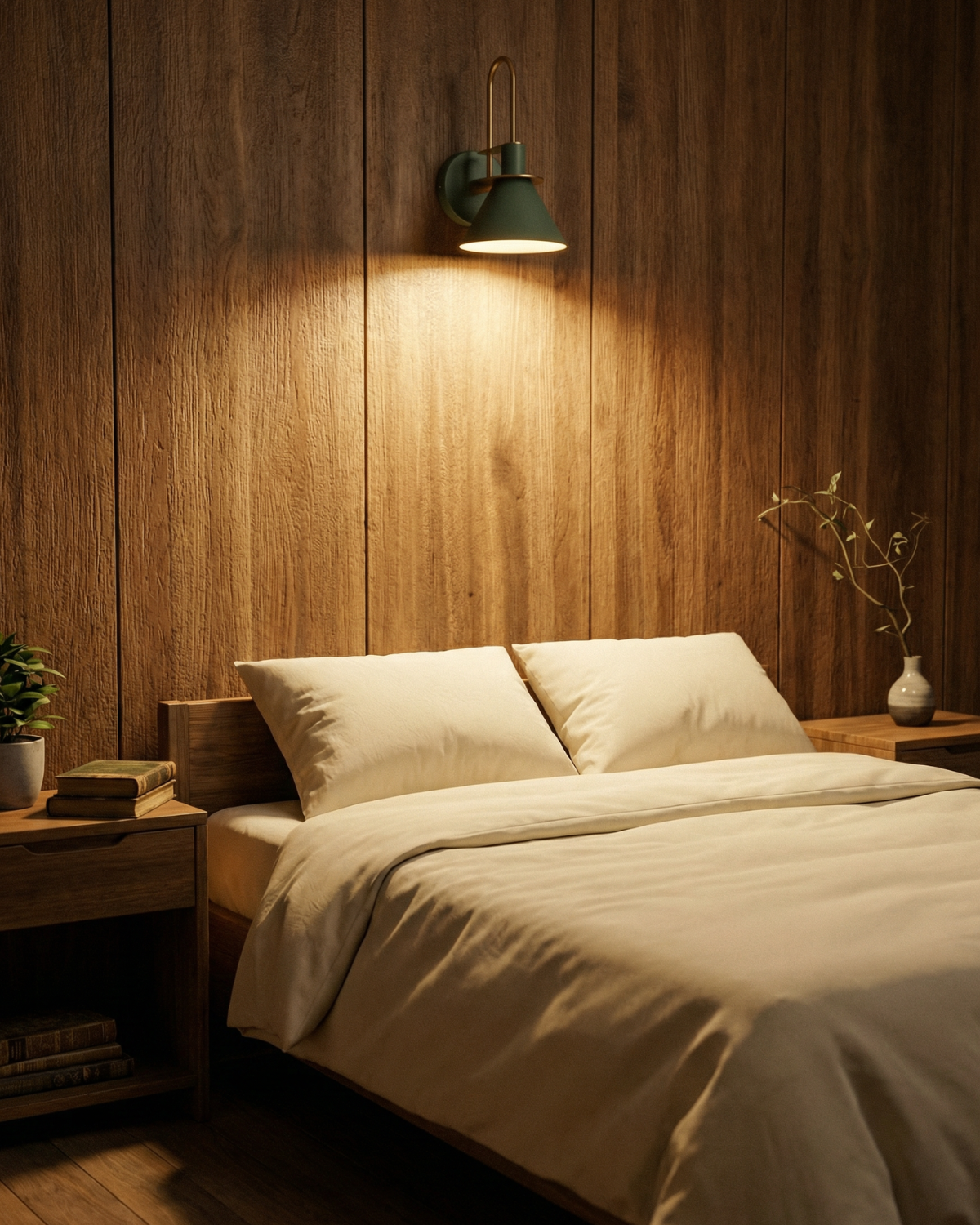 Moderne wandlamp van travertin en hout met warm wit licht – minimalistische design muurlamp voor woonkamer en slaapkamer